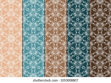 Set of seamless ART DECO pattern with hand drawn texture. Ornament for interior design, greeting cards, birthday or wedding invitations, fabric print. VECTOR