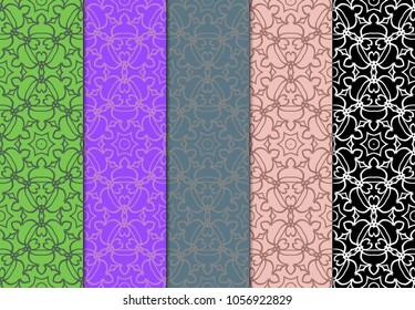 Set of seamless ART DECO pattern with hand drawn texture. Ornament for interior design, greeting cards, birthday or wedding invitations, fabric print. VECTOR