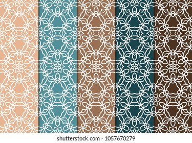 Set of seamless ART DECO pattern with hand drawn texture. Ornament for interior design, greeting cards, birthday or wedding invitations, fabric print. VECTOR