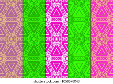 Set of seamless ART DECO pattern with hand drawn texture. Ornament for modern interior design and texture.