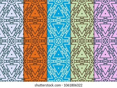 Set of seamless ART DECO pattern with triangles. Ornament for modern interior design and texture.