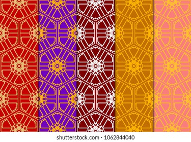 Set of seamless ART DECO pattern with hand drawn texture. Ornament for modern interior design and texture.