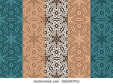 Set of seamless ART DECO pattern with hand drawn texture. Ornament for modern interior design and texture.