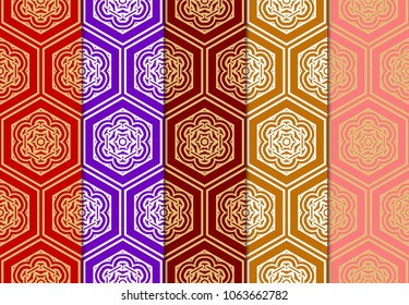 Set of seamless ART DECO pattern with hand drawn texture. Ornament for modern interior design and texture.