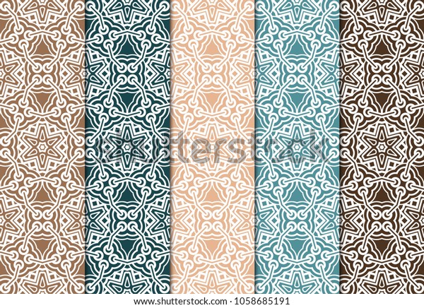 Set Seamless Art Deco Pattern Hand Stock Vector Royalty