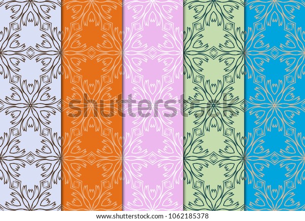 Set Seamless Art Deco Pattern Hand Stock Vector Royalty