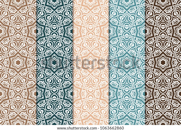 Set Seamless Art Deco Pattern Hand Stock Vector Royalty