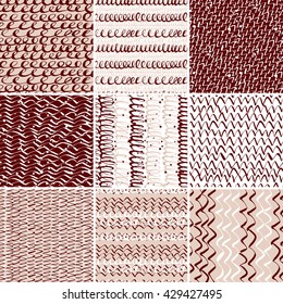 Set of seamless artistic expression vector patterns. Abstract handdrawn backgrounds. 
