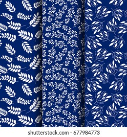 Set of  seamless autumn pattern with leaves. Vector Colorful background for wallpaper, gift paper, greeting cards, wrapping, textile, print.