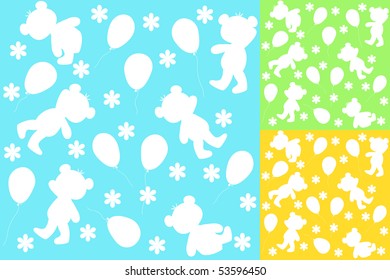 Set seamless. Baby bears. Vector illustration.