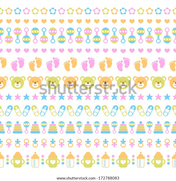 Set Seamless Baby Ribbons Stock Vector (Royalty Free) 172788083