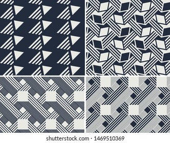 Set of seamless background. Abstract geometric patterns vector illustration