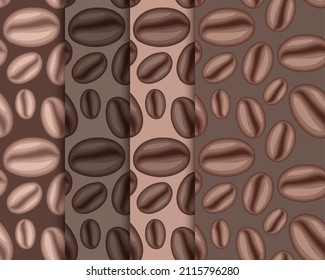 Set of seamless background with coffee beans, Coffee Wallpaper Pattern, Vector illustration