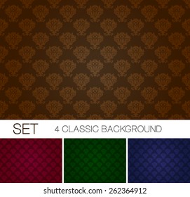 Set of seamless background with Damascus ornament