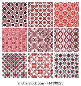 set of seamless background with ethnic patterns. seamless pattern in folk style.