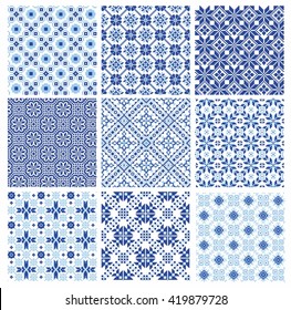 set of seamless background with ethnic patterns. seamless pattern in folk style.