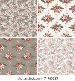 Set seamless a background gentle pink and brown flowers