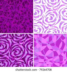 Set seamless a background a lilac mosaic with the stylized roses