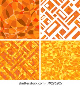 Set seamless a background an orange mosaic with graphic drawing