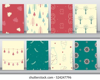 Set of seamless background pattern of christmas winter,seamless winter,seamless backgrounds,Vector illustrations