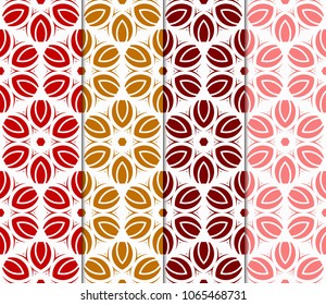 Set of Seamless background pattern in geometric floral style. Vector illustration