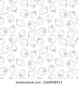 A set of seamless background with peppers. Line drawing. Lines have different widths. Vector graphics, 1000x1000.