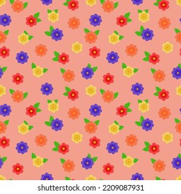 A set of seamless background with poppy, flowers. Vector graphics, 1000x1000.