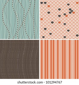 set of seamless background in retro colours