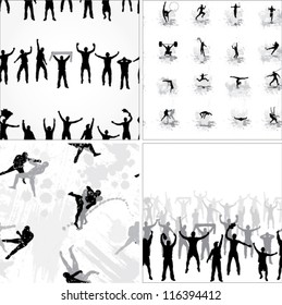 Set seamless  background from sport silhouettes