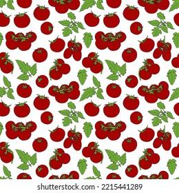 A set of seamless background. Vector graphics. Vegetable. Tomatoes. 1000x1000