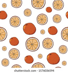 Set seamless background, white background, orange, tangerine, delicious, juicy, orange, fresh