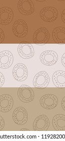 Set of the seamless backgrounds. Bagels and donuts. Vector hand drowing