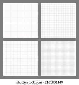 Set of seamless backgrounds in a cage of different sizes. Vector squared background. Grid template for printing, textiles, wrapping paper, web design, stationery.