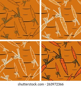 Set of seamless backgrounds with Carrot texture 