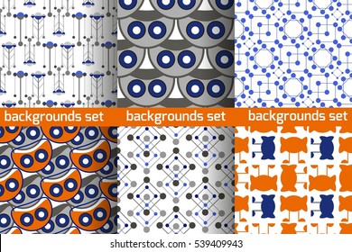 set of seamless backgrounds consist of different symbols
