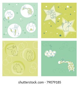 Set of seamless backgrounds for design and baby scrapbook - see more in my profile