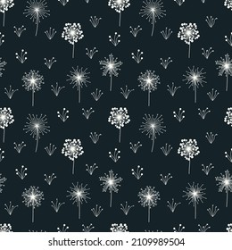 A set of seamless backgrounds with doodle flowers, vector graphics. 1000x1000