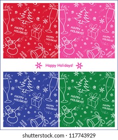 Set of seamless backgrounds, eps 8, Christmas, New Year, winter holidays