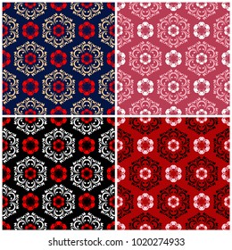 Set of seamless backgrounds with floral patterns for wallpapers, textile and fabrics