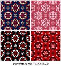 Set of seamless backgrounds with floral patterns for wallpapers, textile and fabrics