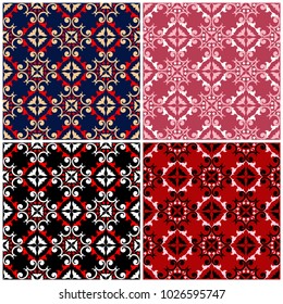 Set of seamless backgrounds with floral patterns for wallpapers, textile and fabrics