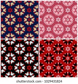 Set of seamless backgrounds with floral patterns for wallpapers, textile and fabrics