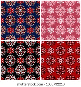 Set of seamless backgrounds with floral patterns for wallpapers, textile and fabrics