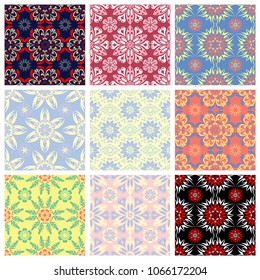 Set of seamless backgrounds with floral patterns for wallpapers, textile and fabrics