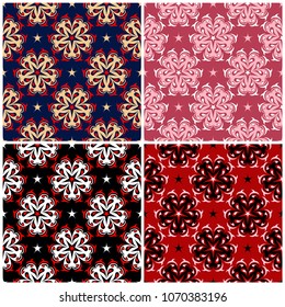 Set of seamless backgrounds with floral patterns for wallpapers, textile and fabrics