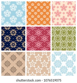 Conjunto de fondos sin costuras con patrones florales para Fondos de pantalla, textiles y telas