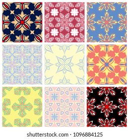 Set of seamless backgrounds with floral patterns for wallpapers, textile and fabrics
