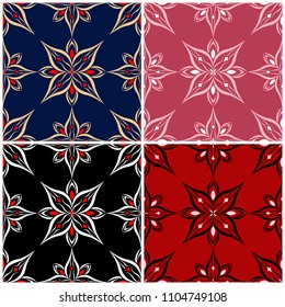 Set of seamless backgrounds with floral patterns for wallpapers, textile and fabrics
