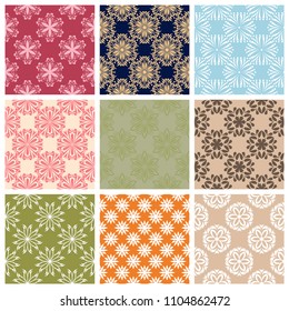 Set of seamless backgrounds with floral patterns for wallpapers, textile and fabrics