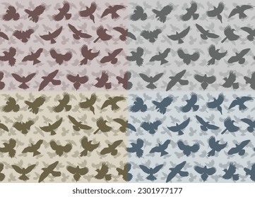 The set seamless backgrounds with flying birds.

